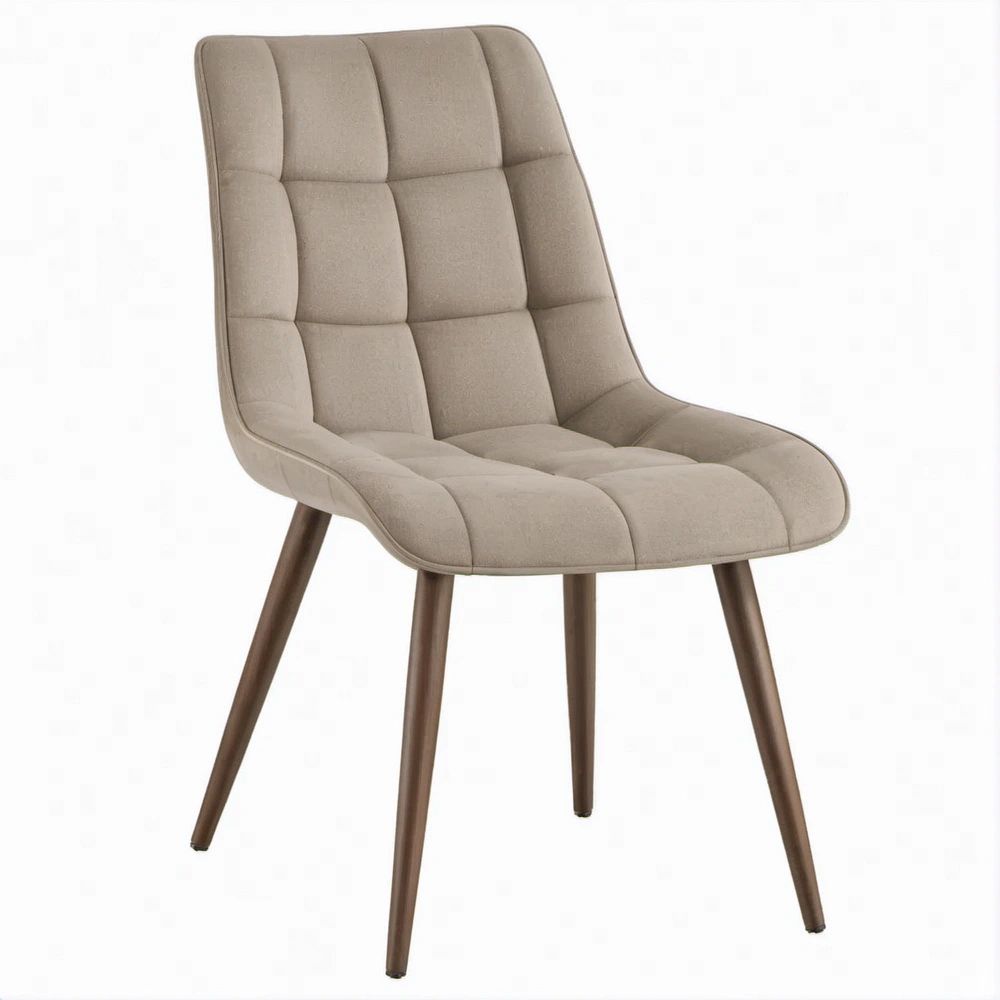 Gepolsterter Esszimmerstuhl Taupe/Braun aus Polyester-Mikrofaser, 48 x 61 x 88 cm