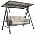 3-Sitzer-Schaukel mit Dach, Anthrazit/Grau/Beige, 200 x 130 x 200 cm