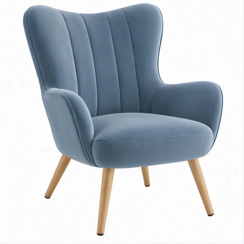 Ohrensessel mit Armlehnen in Blau, 75 x 80 x 103 cm