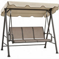 3-Sitzer Gartenschaukel mit Sonnendach, Beige/Taupe/Dunkelbraun, 170 x 110 x 153 cm