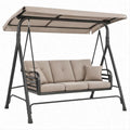 3-Sitzer Schaukel mit verstellbarem Sonnendach, Taupe/Schwarz, 200 x 120 x 170 cm