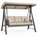 3-Sitzer Hollywoodschaukel mit Sonnendach, Beige/Schwarz, 200 x 120 x 170 cm