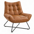 Sessel aus PU-Kunstleder in Cognac mit schwarzem Stahlgestell, 78 x 88 x 95 cm
