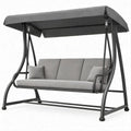 3-Sitzer Hollywoodschaukel mit Sonnendach, Anthrazit/Grau/Schwarz, 200 x 120 x 170 cm