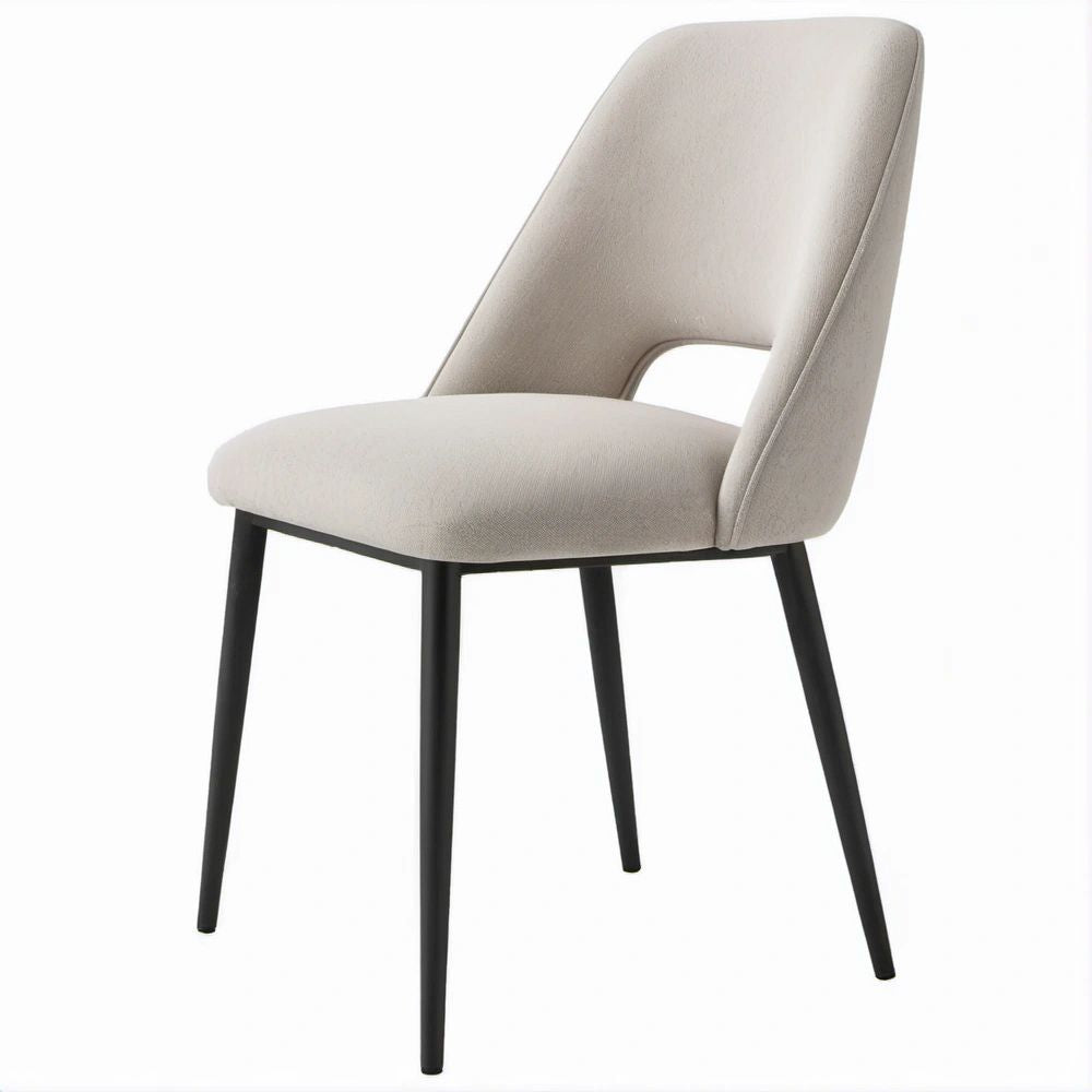 Esszimmerstuhl Creme/Schwarz, Polyester und Stahl, 55 x 61 x 84 cm